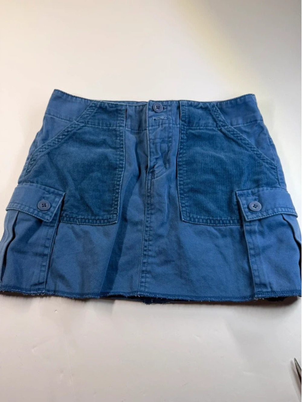 Vintage Limited Too Girls Size 10 Blue Corduroy Pocket Cargo Mini Skirt Y2K